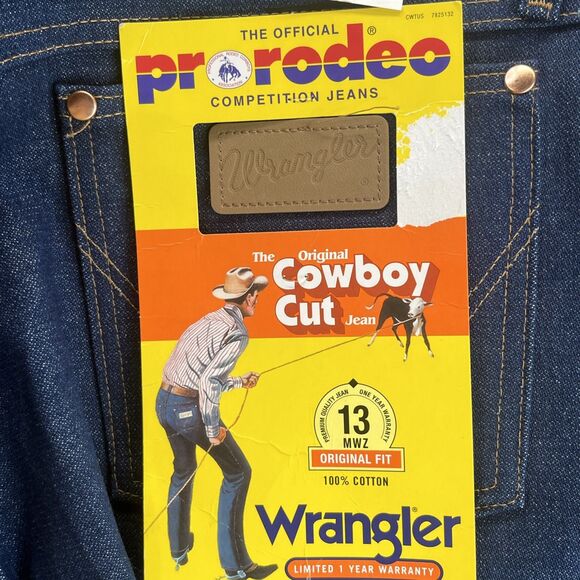Wrangler Jeans Mens 38x32 Dark 13MWZ Cowboy Cut Original Fit ProRodeo Vintage - Picture 12 of 14
